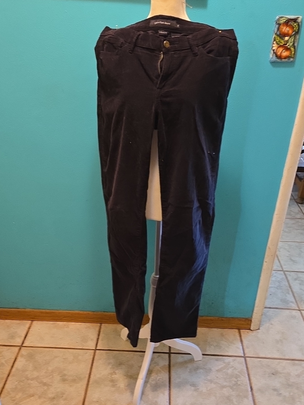 Black Fine Wale Corduroy Straight-Leg Pants